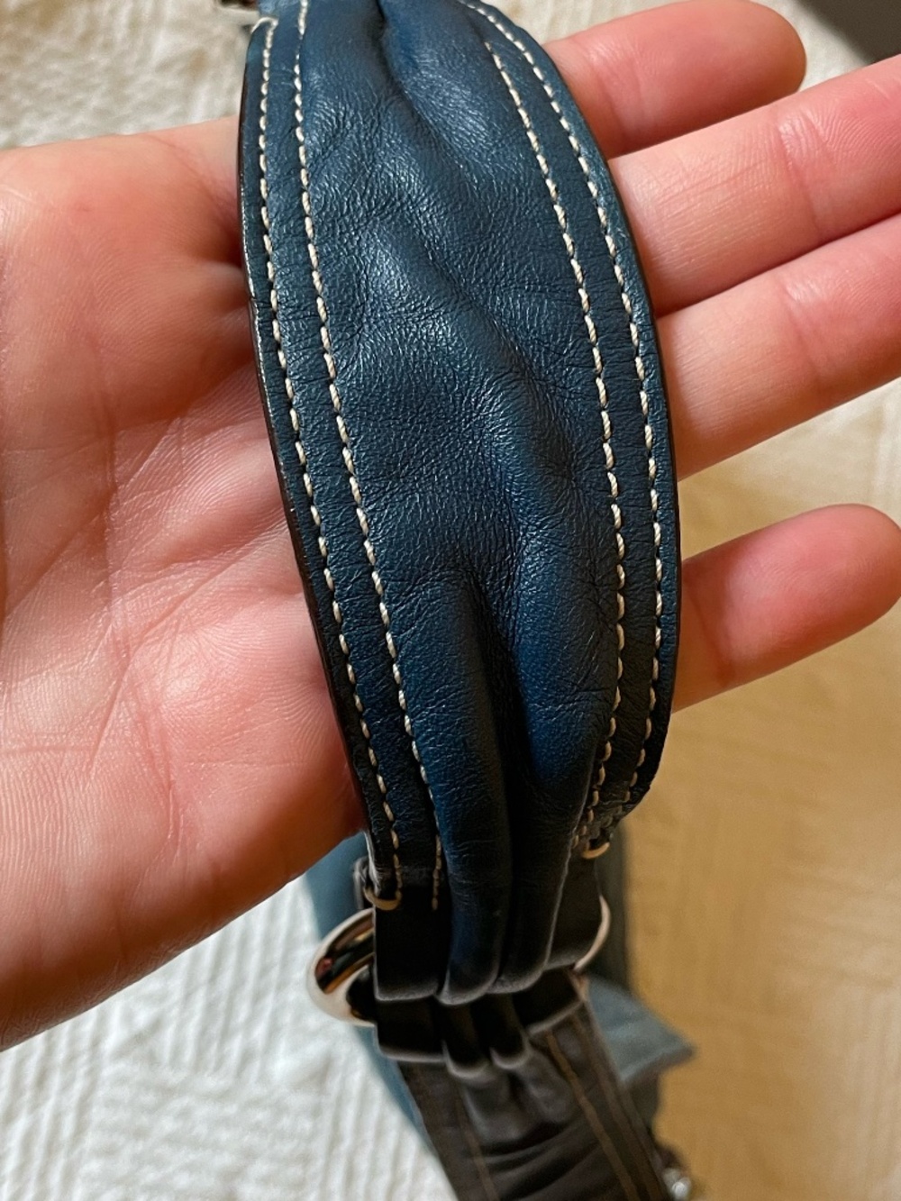 RARE Y2K Coach Vintage Soho Flap Shoulder Saddle Bag in Blue Suede No H05S-8A18 - Picture 8 of 16